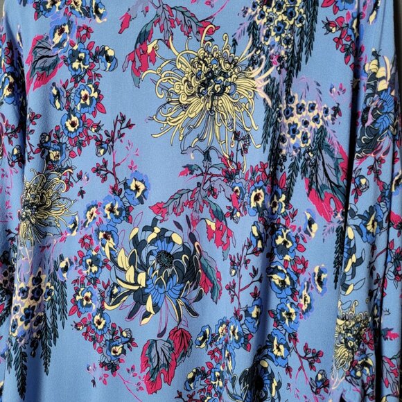 Ultimately Free People Womens Blue Floral Don't Know Kimono XS/S Boho Cottage - Picture 9 of 12